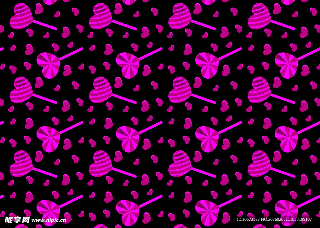 粉色心形棒棒糖图案背景