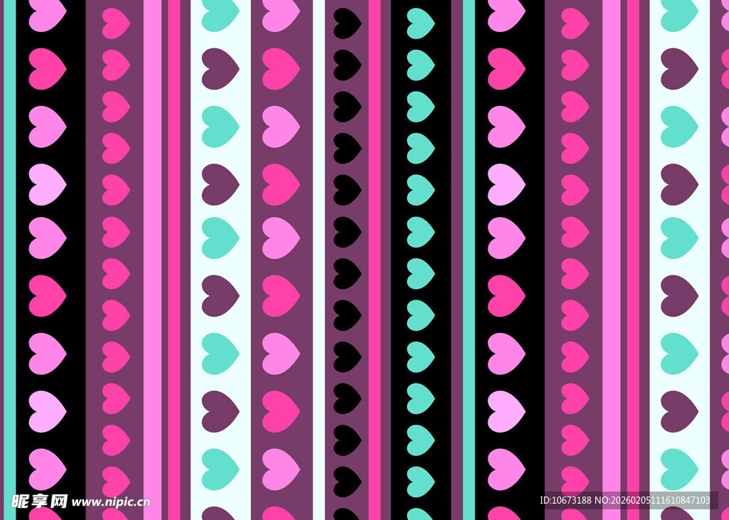 多彩爱心条纹图案背景