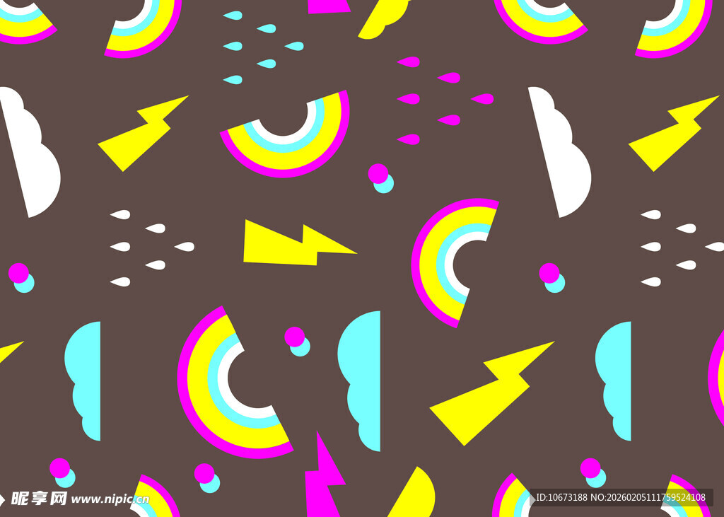 多彩几何与彩虹图案背景