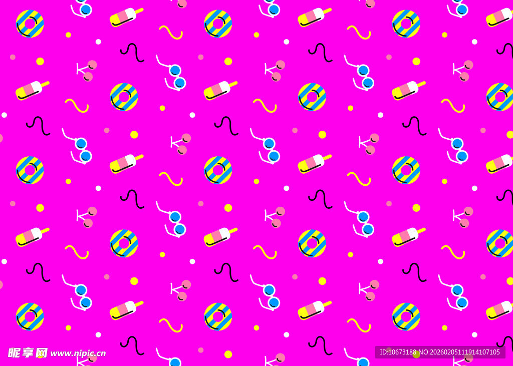 粉色底多彩图案无缝背景