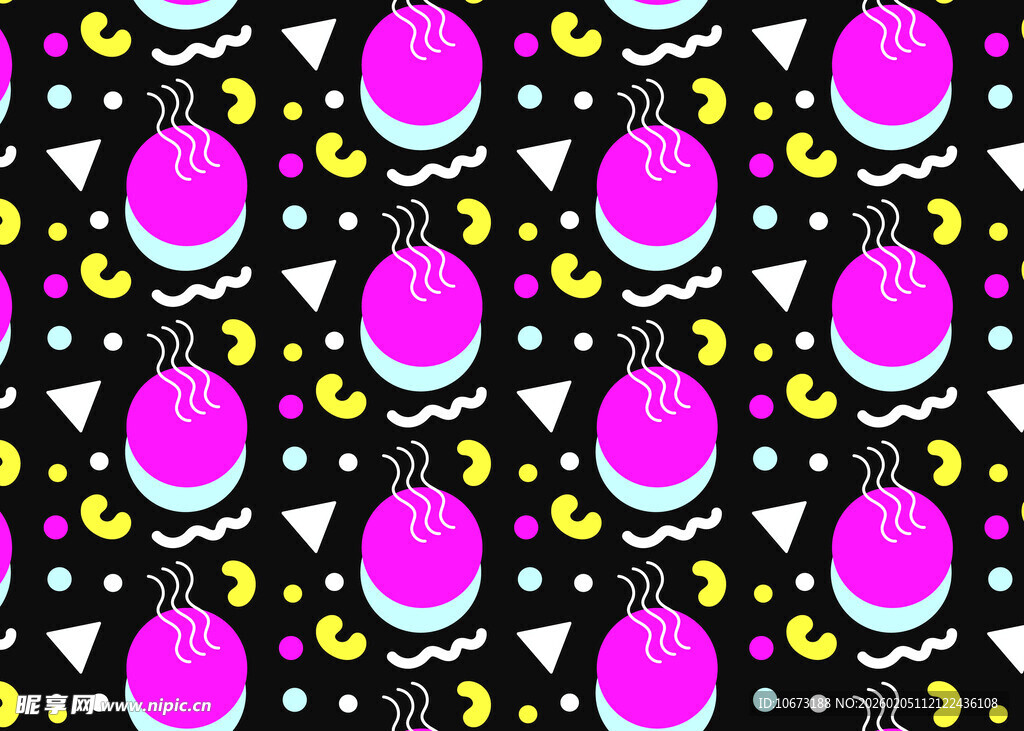 多彩水果几何图案背景