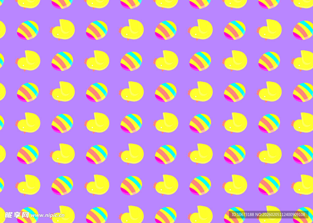 小黄鸭图案的多彩背景