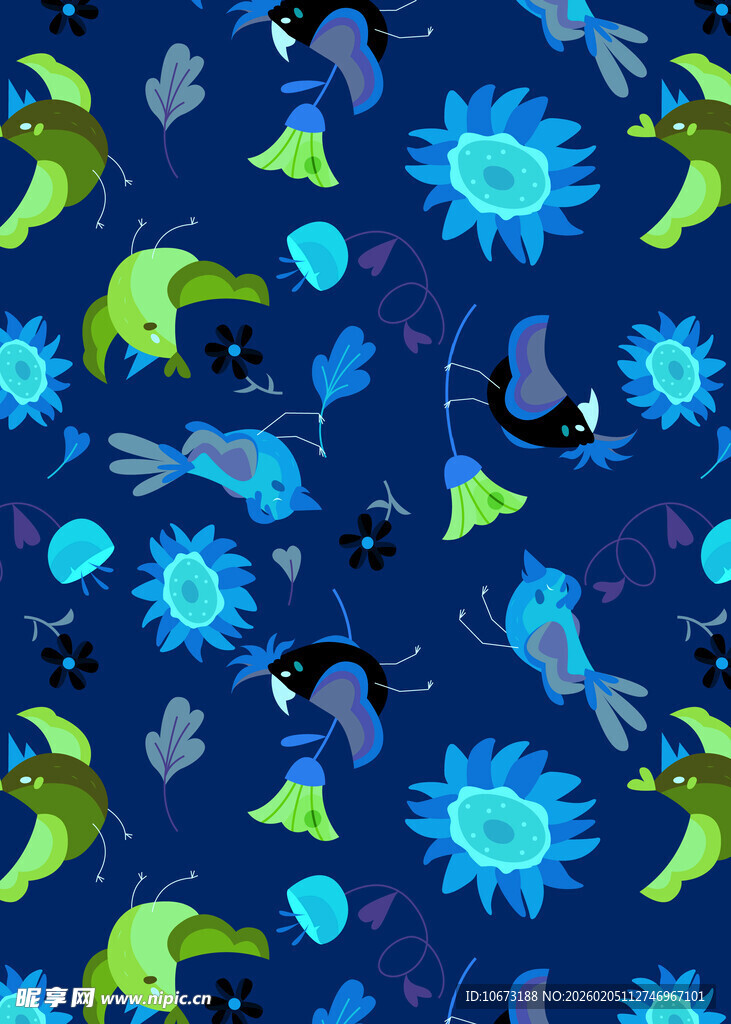 深海奇幻生物图案设计