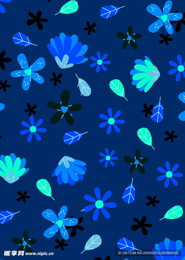 蓝色花卉图案背景