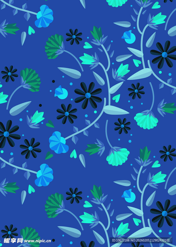 蓝色花卉图案背景