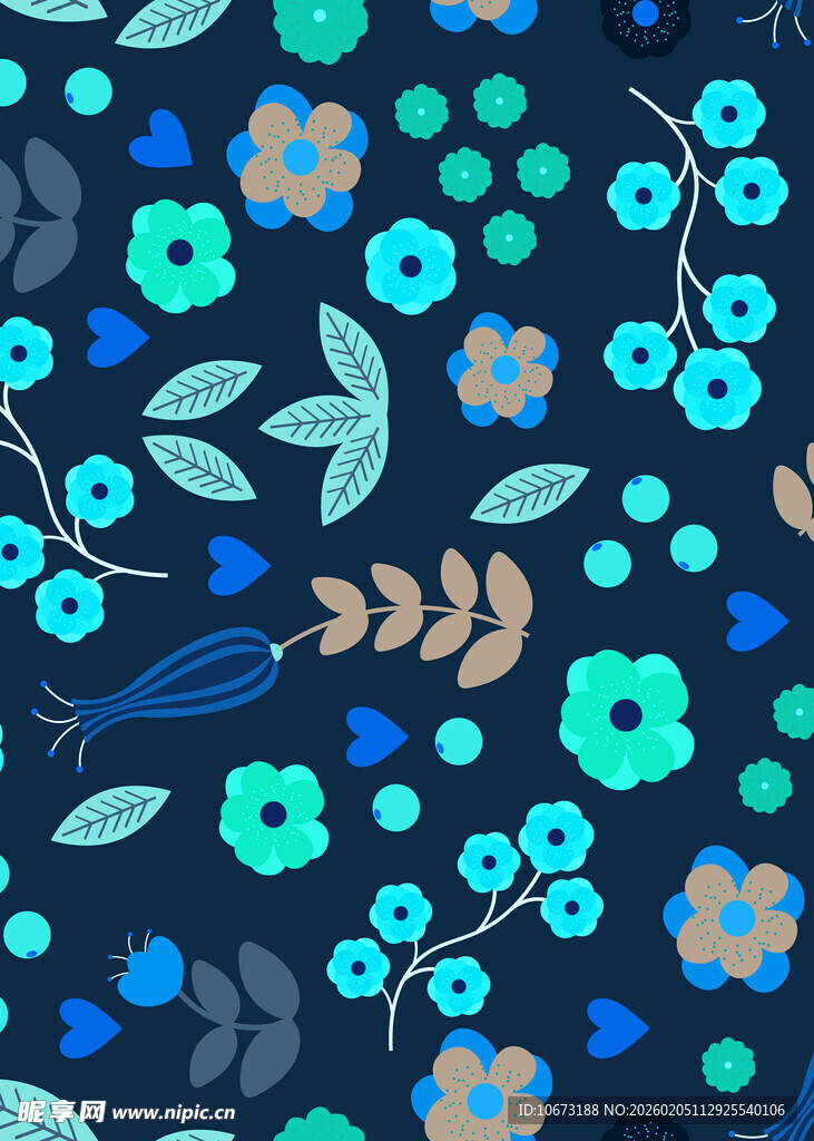 蓝色花卉图案背景设计
