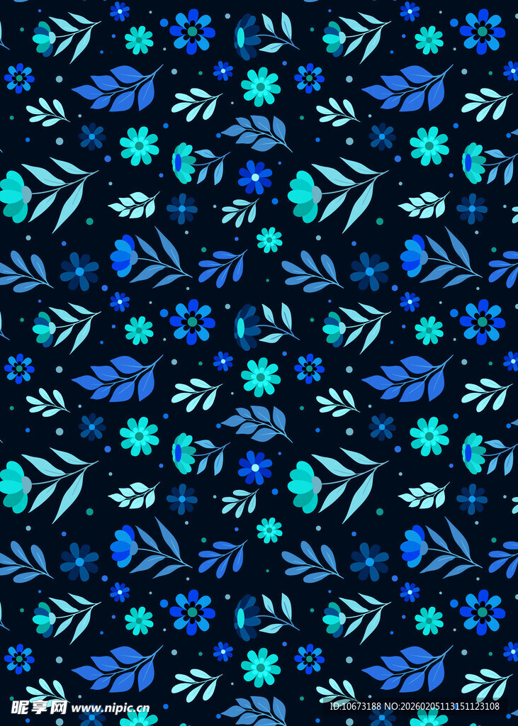 蓝绿花卉几何图案背景