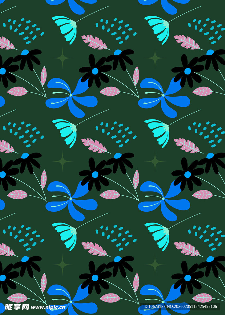 蓝粉花卉图案背景纹理