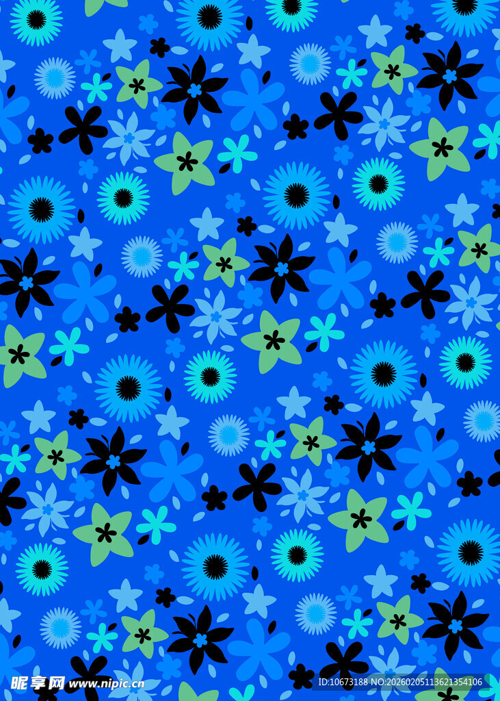 蓝色花卉图案背景纹理