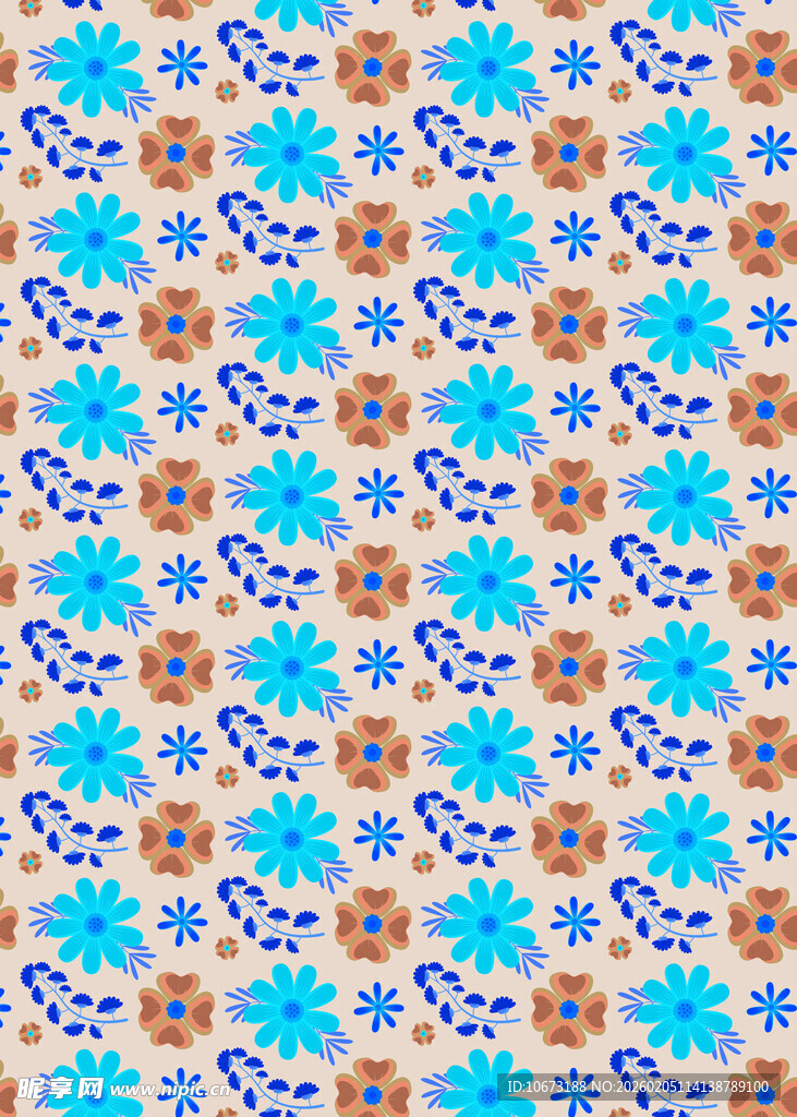 蓝色花卉图案背景纹理