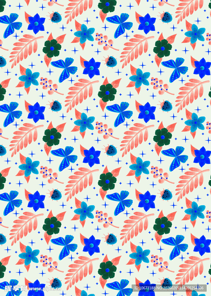 多彩花卉几何图案背景