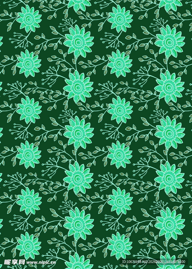 绿色花卉图案背景纹理