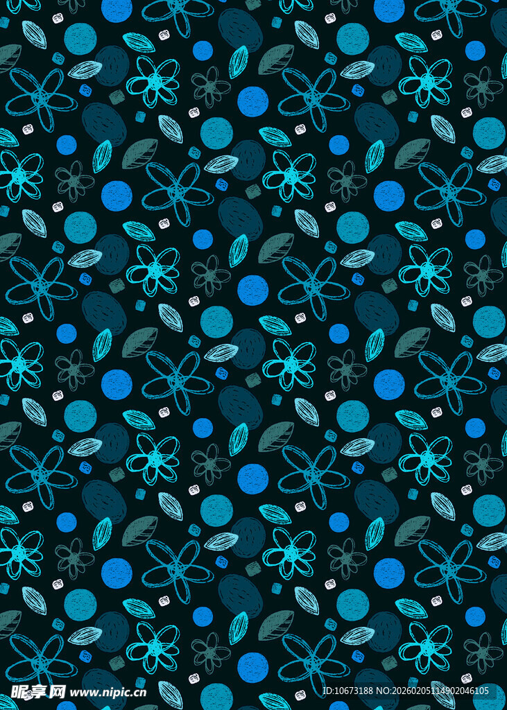 深蓝底色的多样图案纹理