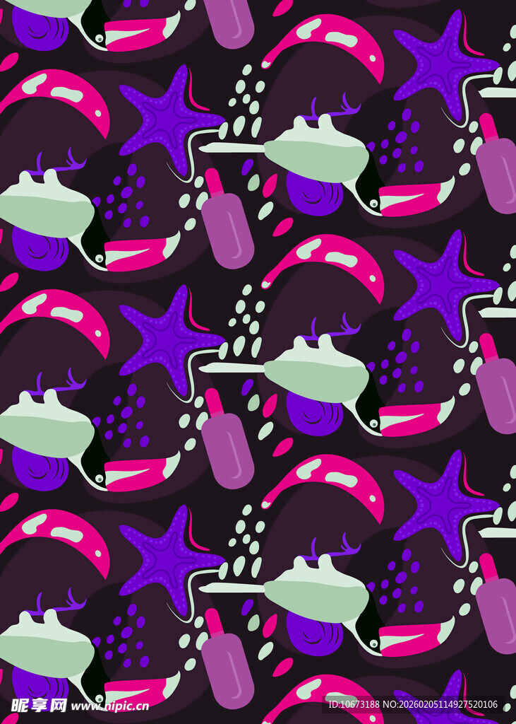 紫色系趣味图案背景