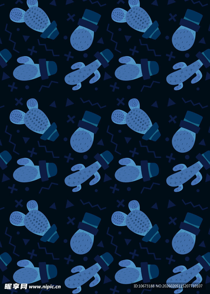 蓝色冬季用品图案背景