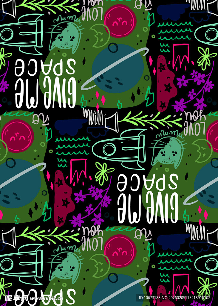 多彩花卉几何图案背景