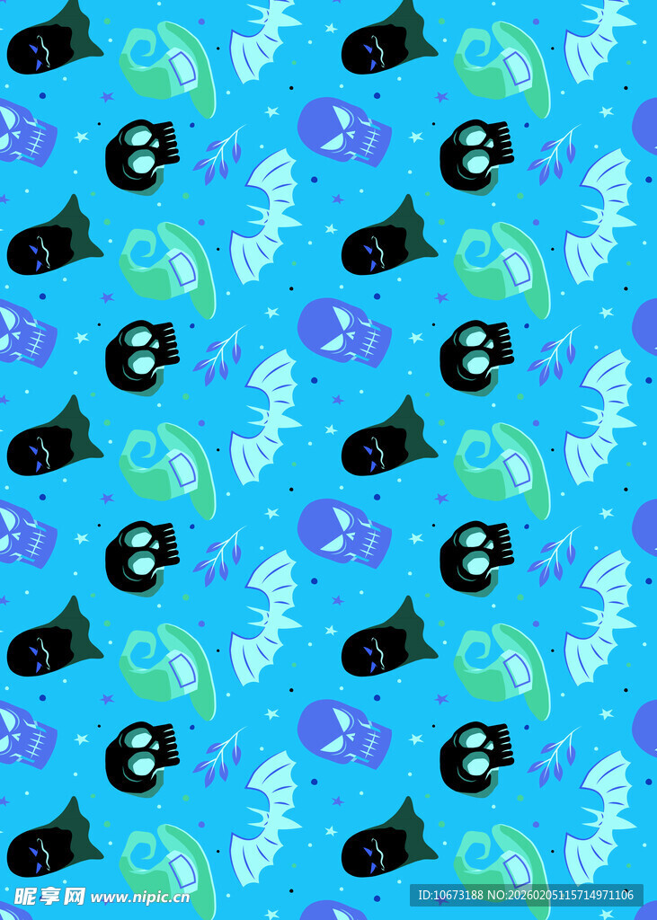 海洋生物图案的蓝色背景