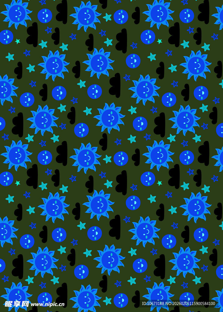 蓝色花卉图案背景设计