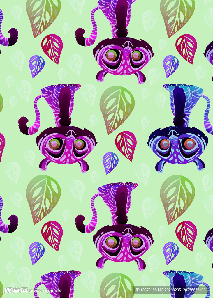 奇幻帽子与叶子图案