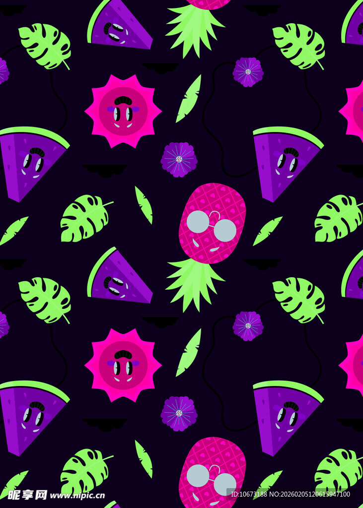 多彩卡通图案背景设计