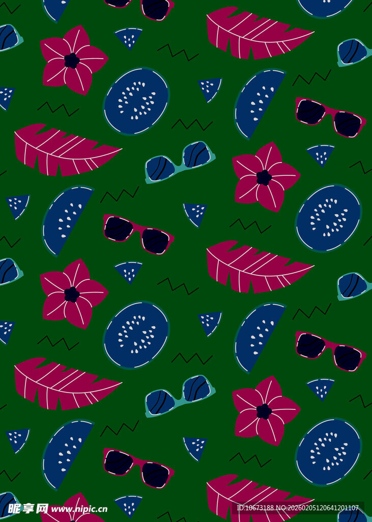 热带风情图案印花布料