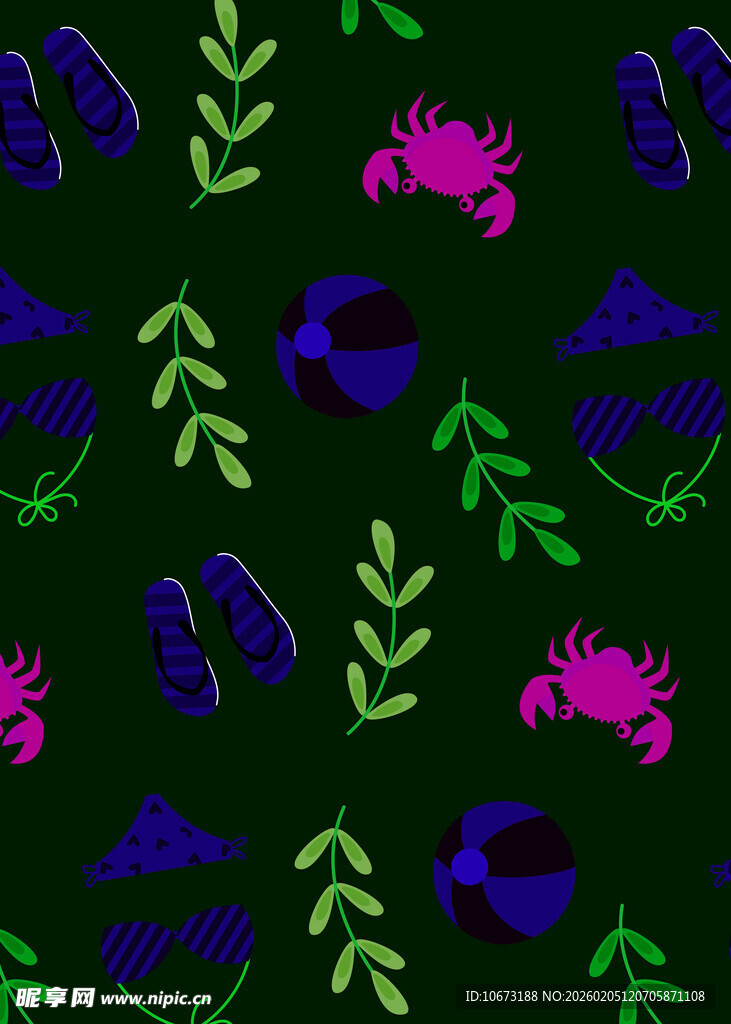 多彩海洋生物图案背景