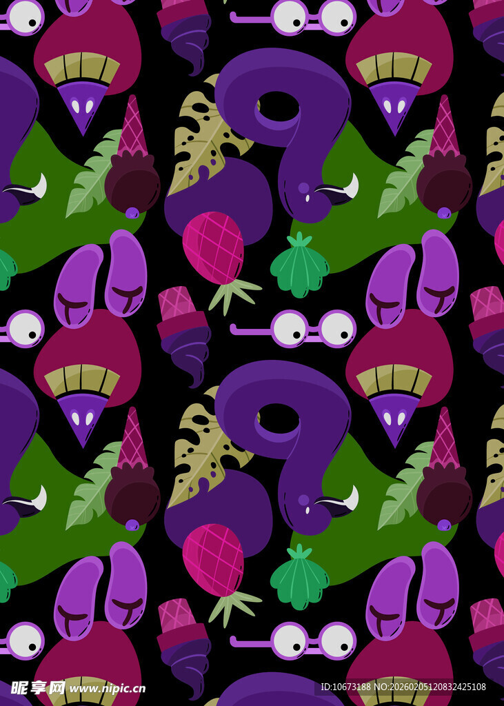 多彩奇幻植物图案背景