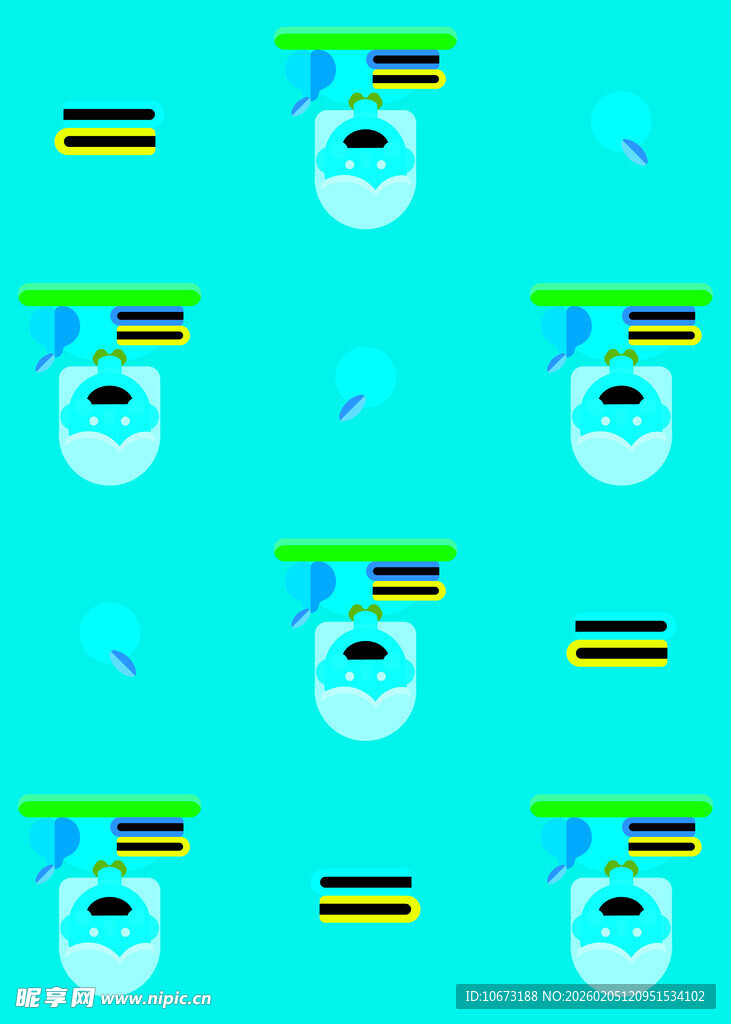 蓝底多彩卡通图案背景