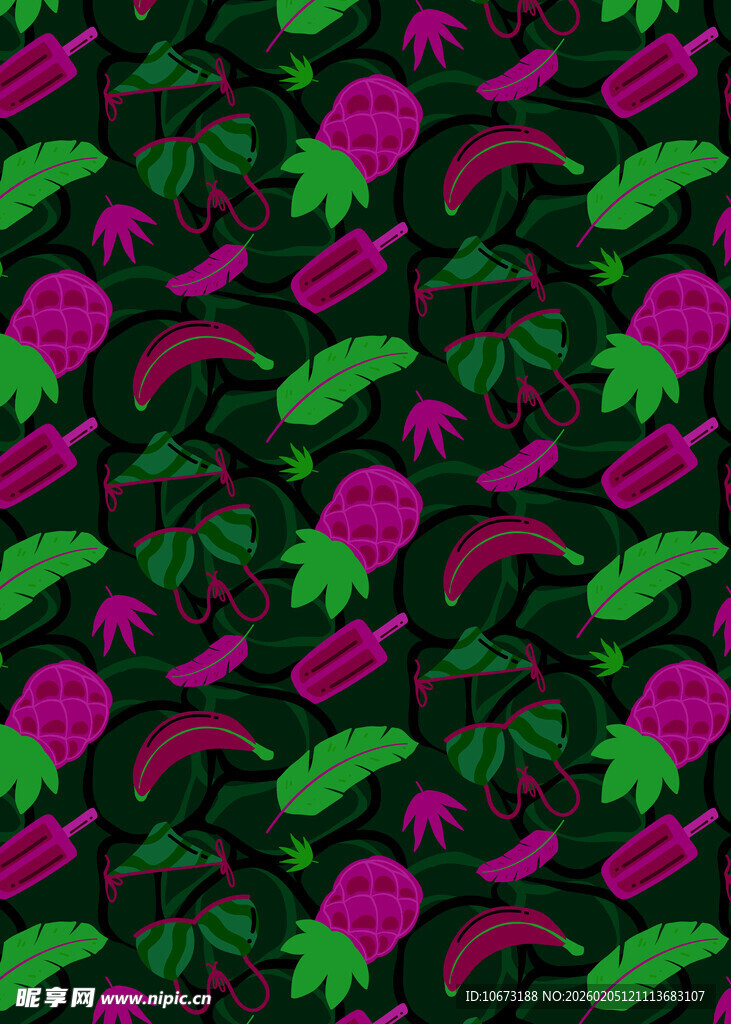 蔬菜图案的多彩无缝背景