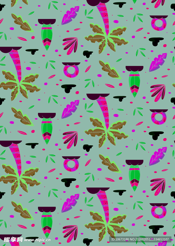 多彩花卉几何图案背景