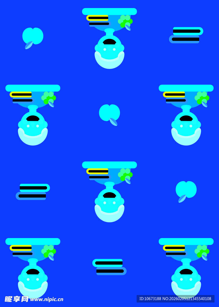 蓝色背景下的喷雾瓶图案