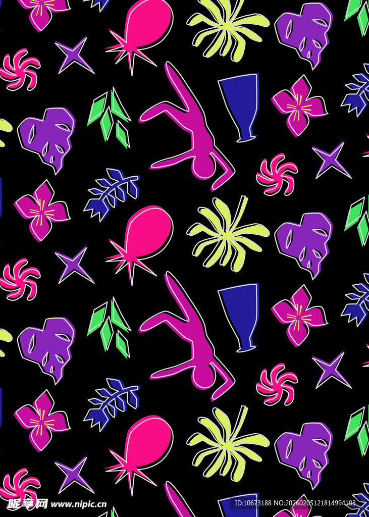 多彩热带植物无缝图案