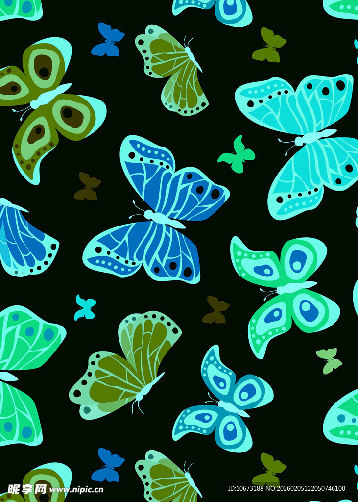 多彩蝴蝶图案背景