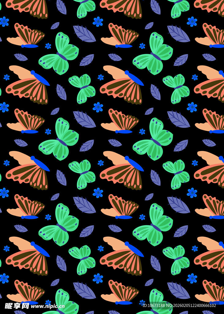 蝴蝶与三叶草图案背景