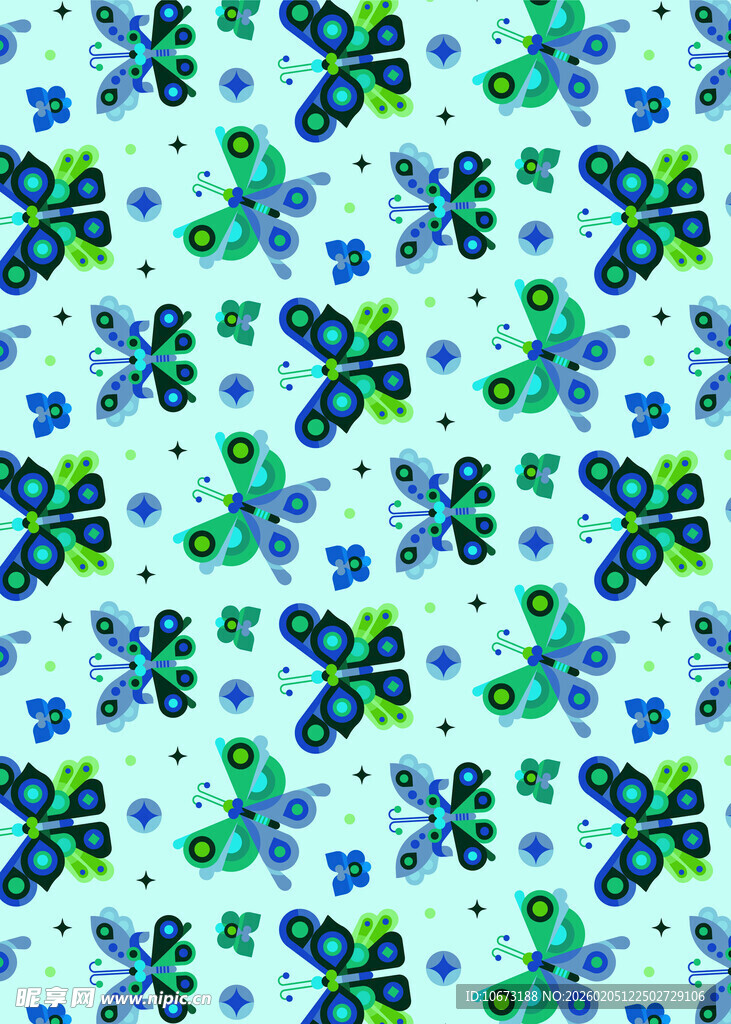 蓝绿花卉图案背景纹理