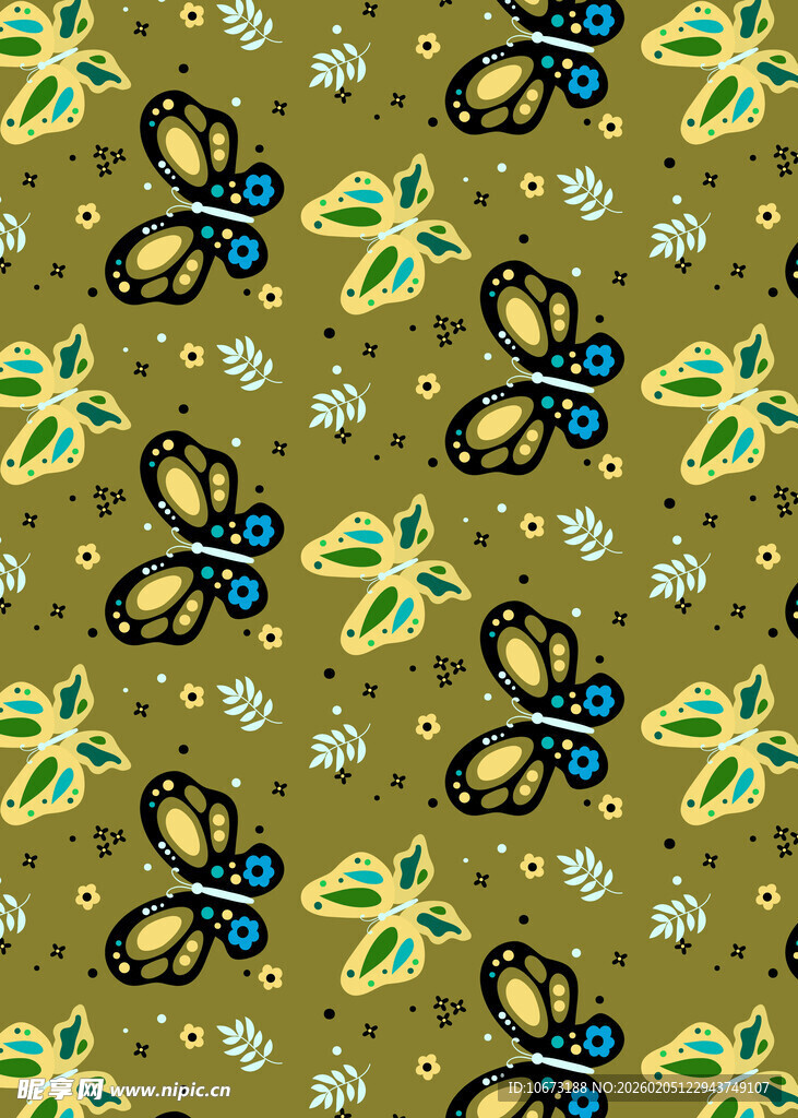 蝴蝶花卉图案背景纹理