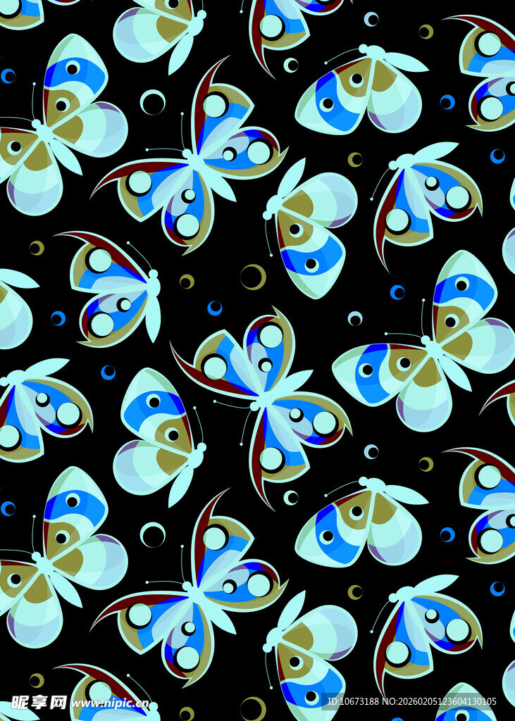 蓝白蝴蝶图案纹理背景