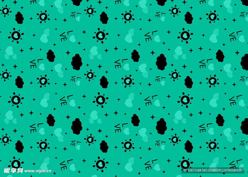 绿色底黑色图案纹理背景