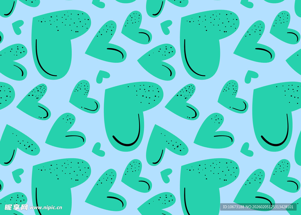 蓝底绿形几何图案背景