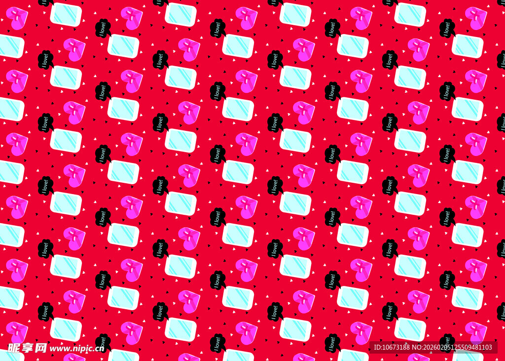 红色爱心图案背景纹理