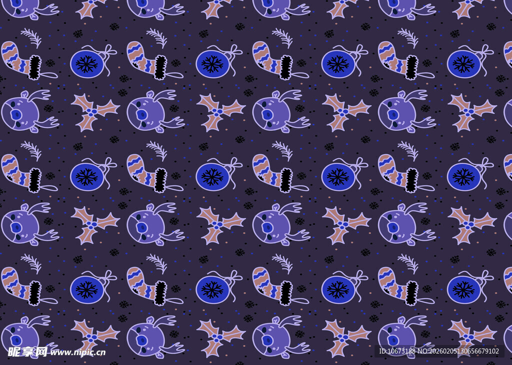 紫色花卉图案无缝背景图