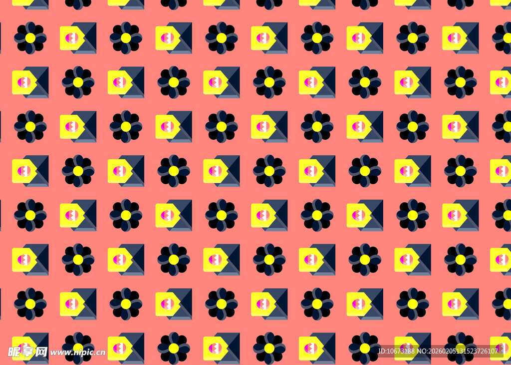 多彩几何花卉图案纹理