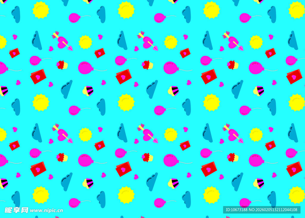 蓝色背景多彩图案装饰图