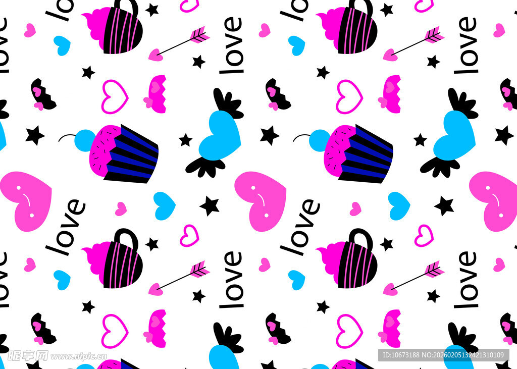 可爱爱心图案无缝背景图