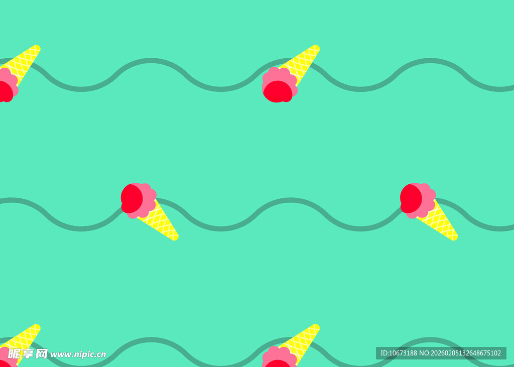 彩色波浪线与装饰图案