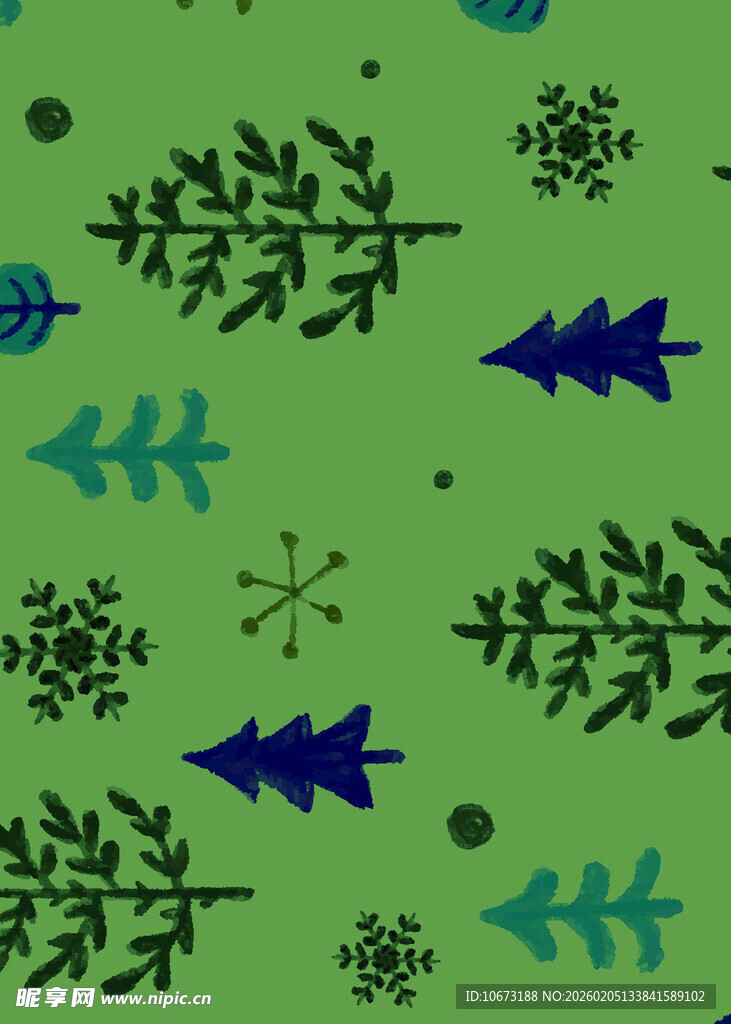 绿色背景圣诞树木图案