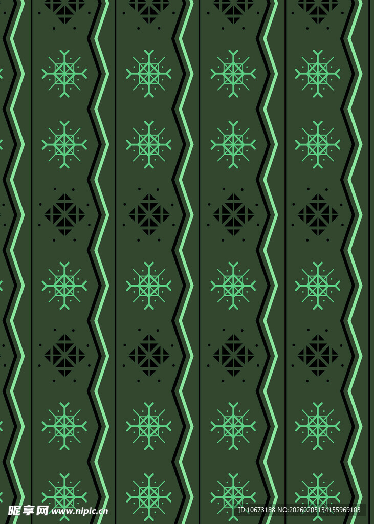绿色波纹雪花图案背景