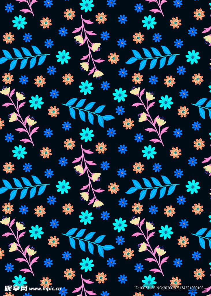 多彩花卉图案无缝背景