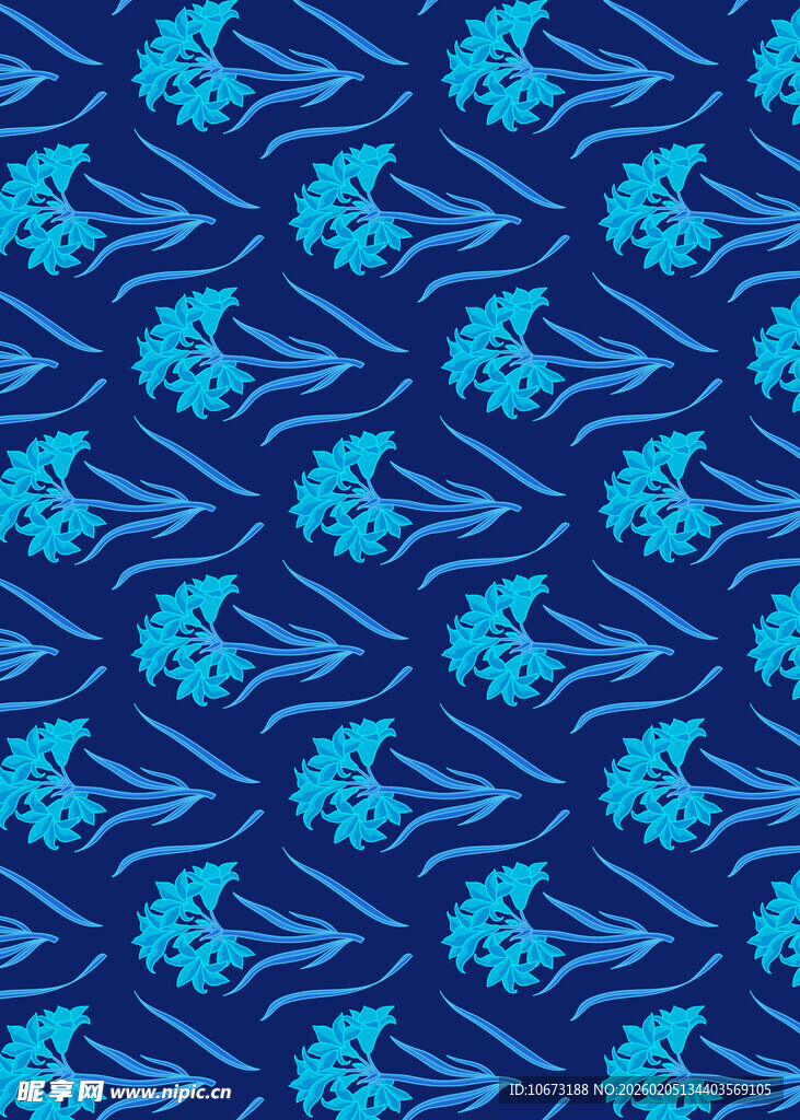 蓝色花卉几何图案背景