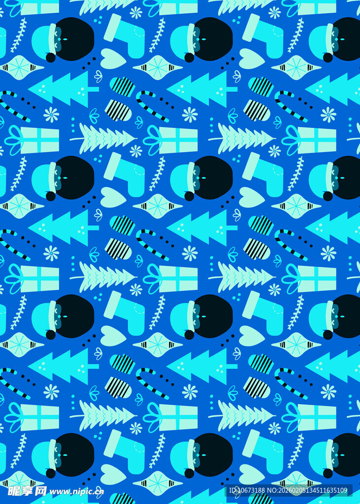 蓝色海洋元素无缝图案